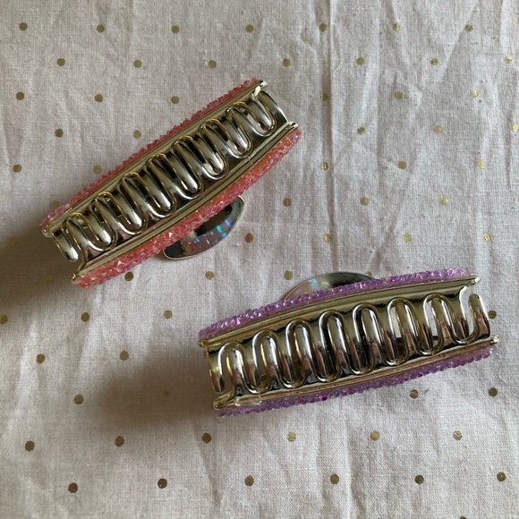 Gold tone rhinestone studded hair clip bundle - Picture 4 of 5